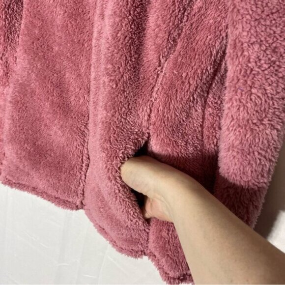 5/$25 Cloudveil Pink Fuzzy Sherpa Full Zip Mock Neck Sweater Light Jacket S - Picture 9 of 16